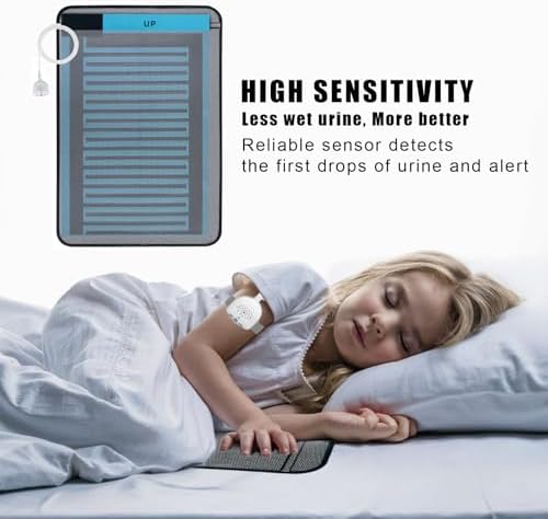 Close-up of the USB rechargeable bedside potty training monitor with volume control buttons.