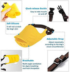 LUCKYPAW small size silicone muzzle on a dog showing panting feature