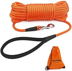Lynxking check cord long dog training leash front view orange heavy duty climbing rope.