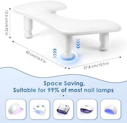Manicure Arm Rest for Nails Tech: U-shaped Adjustable Nail Armrest - White PU Leather Hand Stand Rest for Manicurists - Image 6