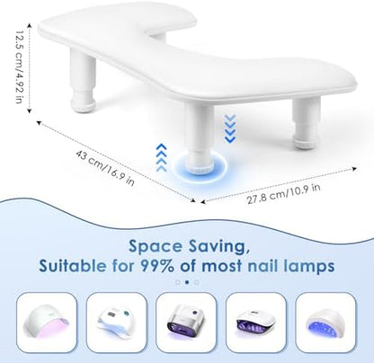 Manicure Arm Rest for Nails Tech: U-shaped Adjustable Nail Armrest - White PU Leather Hand Stand Rest for Manicurists - Image 6