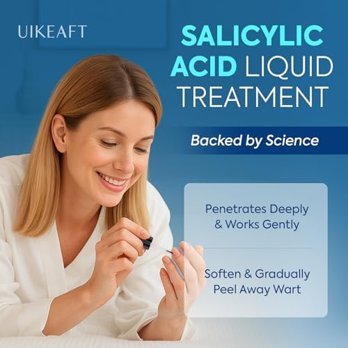 Uikeaft foot care treatment showing precision applicator for plantar wart removal.