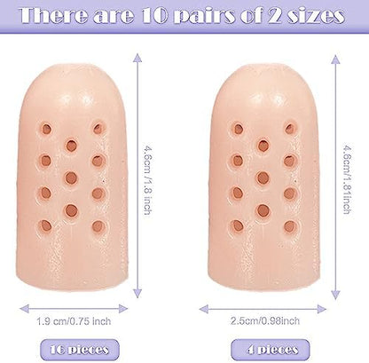 Assorted sizes of silicone finger protectors including large and small sleeves