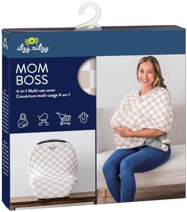 Itzy Ritzy 4-in-1 cover styled as an infinity scarf