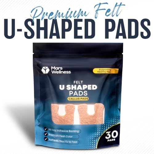 Adhesive felt horseshoe pads for bottom of foot relief