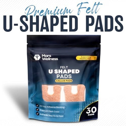 Adhesive felt horseshoe pads for bottom of foot relief