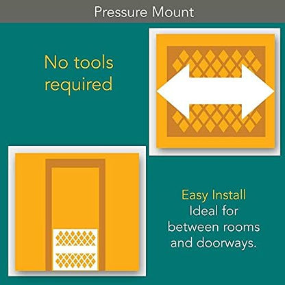 Packaging and included instruction guide for the authentic MYPET portable pressure mounted dog gate.