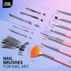 Comprehensive nail art brush kit including 5 dotting tools and stands