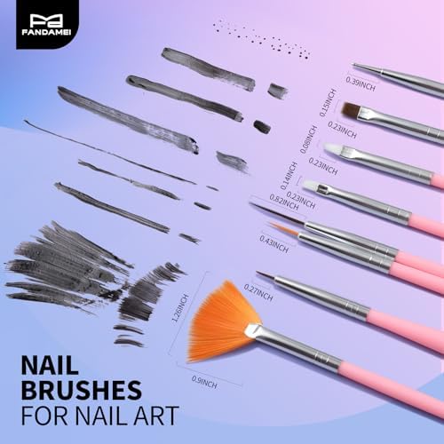 Comprehensive nail art brush kit including 5 dotting tools and stands
