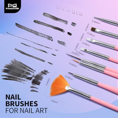Comprehensive nail art brush kit including 5 dotting tools and stands