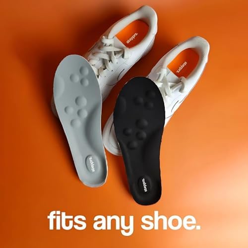 Stepprs 4D memory foam insoles placed next to work boots for daily use.