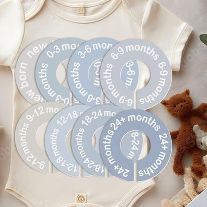Blue baby clothes dividers installed in infant wardrobe