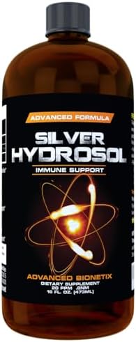 Advanced Bionetix Silver Hydrosol sixteen ounce bottle showcasing the twenty parts per million concentration details