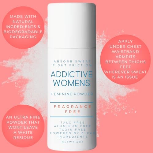Fragrance free talc free feminine powder for anti chafing protection.