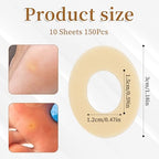 Soft foam self adhesive foot protectors showing the donut shape and central cutout for pain relief