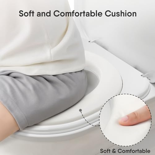 Top down view of toddler toilet bowl with ergonomic seat design
