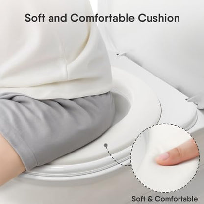 Top down view of toddler toilet bowl with ergonomic seat design