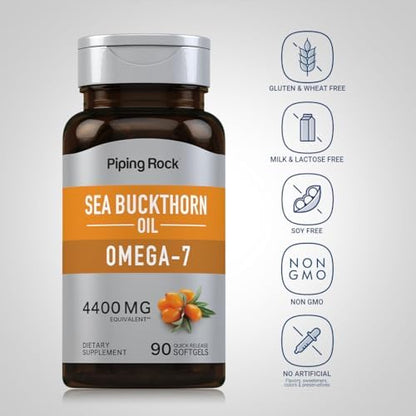 Back of Piping Rock Sea Buckthorn bottle showing ingredients