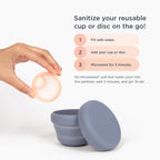 Saalt menstrual disc cleaner being used in a microwave for steam sterilization.