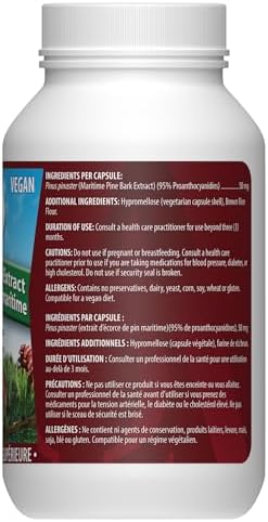 Omega Alpha Maritime Pine Bark Extract vegetarian dietary supplement standardized 95 percent proanthocyanidins ingredients list