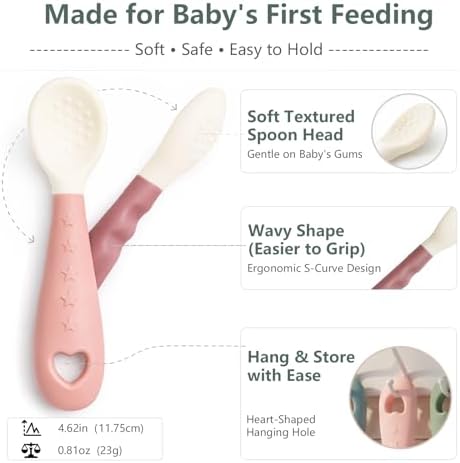 Close-up of the soft gum-friendly silicone spoon head designed for gentle baby-led weaning.