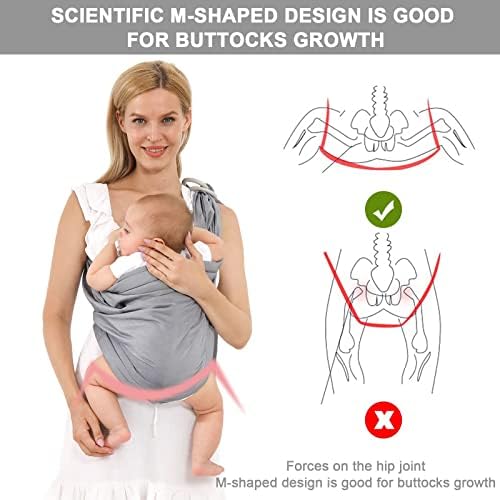 Breathable multi functional baby sling being used by a mother for hands free daily care.