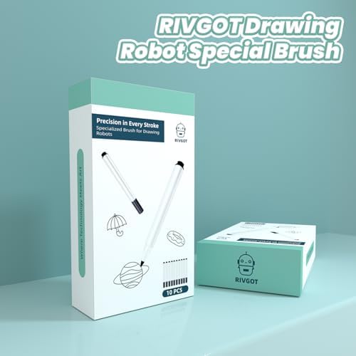 Close up of RIVGOT black replacement pens for plotter robots highlighting the round pointed bristles.