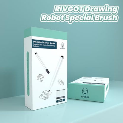 Close up of RIVGOT black replacement pens for plotter robots highlighting the round pointed bristles.