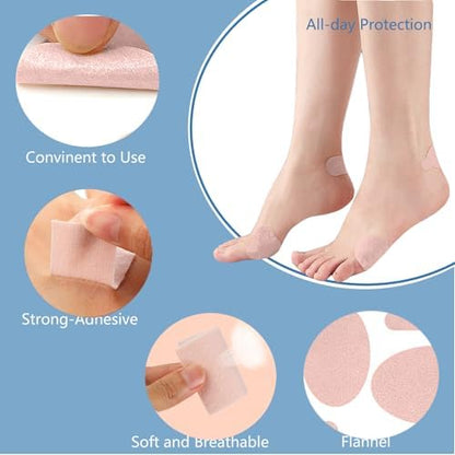 Adhesive moleskin padding being applied to a heel for friction relief