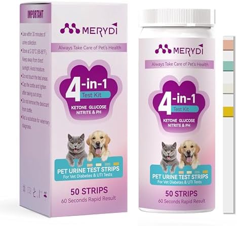 Merydi Pet Urine Test Strips front packaging view for dog and cat health monitoring.
