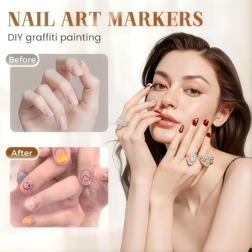 Nail Art Pens, 12 Colors 0.5mm Fine Tip Water-Based Quick-Dry Pens for DIY Nail Design, Doodles & Outlines – Nail Art Kit for Kids, Teens & Beginners - Image 2
