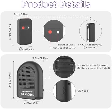 Pajojoqa battery operated remote control fart machine unboxed package layout with instruction manual