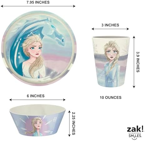 Top view of Zak Designs Frozen 2 bowl and plate set