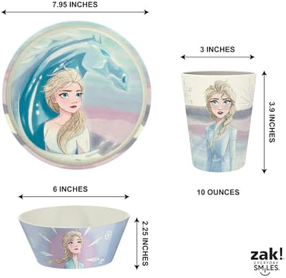Top view of Zak Designs Frozen 2 bowl and plate set