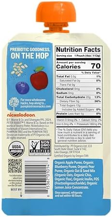 Pumpkin Tree Apple And Blueberry prebiotic fiber oats and seeds fruit puree pouch packaging