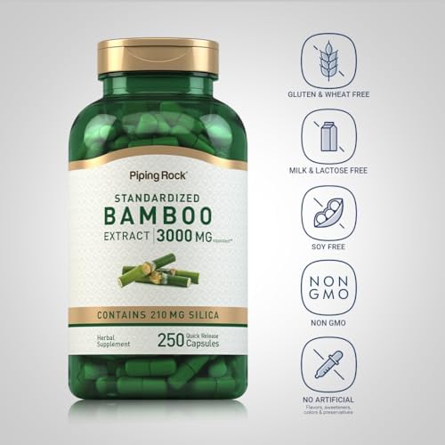 Side view of Piping Rock bamboo extract herbal supplement bottle