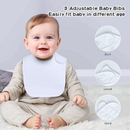 Adjustable neck strap detail on unisex baby bibs