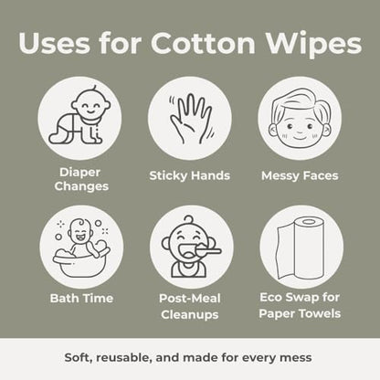Stack of 25 soft cloth wipes for nursery use