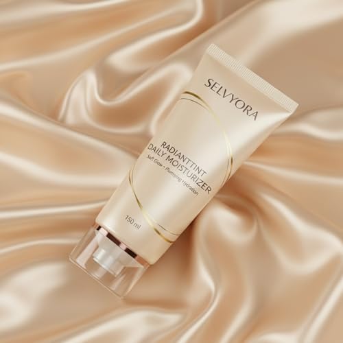 Authentic Selvyora RadiantTint skin tint product packaging highlighting plumping hydration benefits.