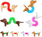 Extended animal slinky fidget toy showing stretched middle plastic tube.