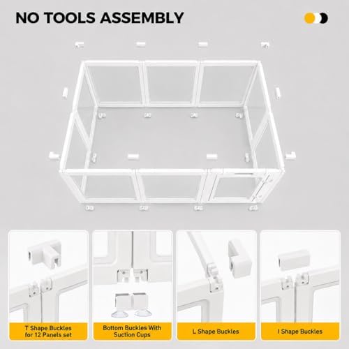 EVERFRONT Clear Acrylic Dog Playpen - Clear Dog Play Pen - Easy Assemble Acrylic Dog Playpen - Puppy Playpen, Cat Playpen, Small Animal Playpen, Dog Play Pen Indoors - Image 7