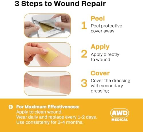 Side view of the AWD Medical first aid box illustrating the thickness and count of the gauze pads.
