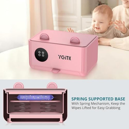 Pink dual-layer baby wipe warmer with face mask heating drawer