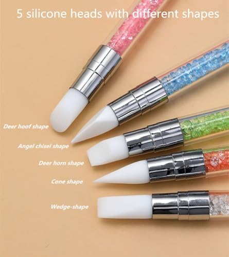 Different shapes of silicone tips for nail sculpting and carving