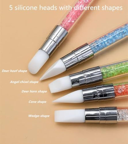 Different shapes of silicone tips for nail sculpting and carving