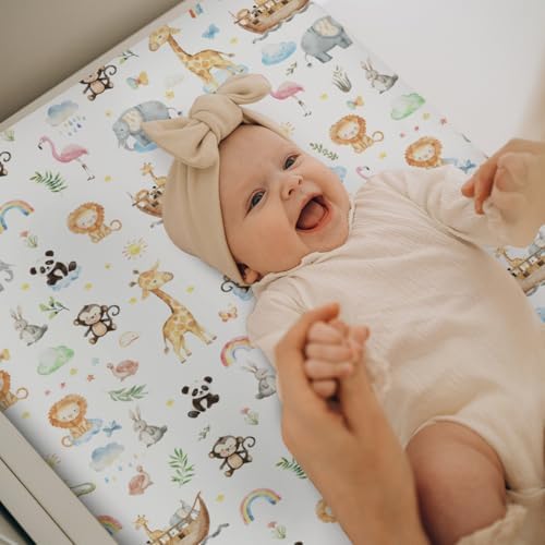 Soft fabric texture of baby nursery changing table cover