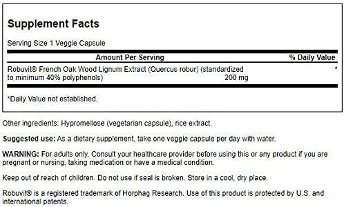 Swanson Robuvit 4 Pack supplemental facts and vegetarian capsule ingredients label