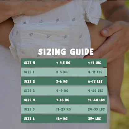 Naty hypoallergenic baby diapers back view with ingredients and material breakdown