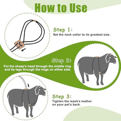 HRYOML goat halter and lead rope package elements separated to display full product contents