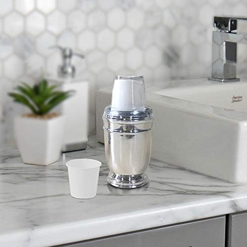 Compact disposable paper cup dispenser with chrome finish